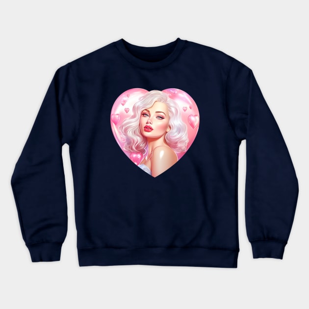 Beautiful Barbie with glossy shiny heart Crewneck Sweatshirt by Violet77 Studio